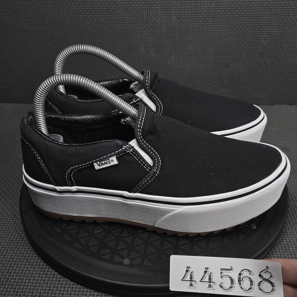 Vans Slip-On Shoes Womens Size 8 Black Canvas Low Top Platform Skate Sneakers